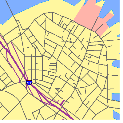 Zip code 02113 close-up map