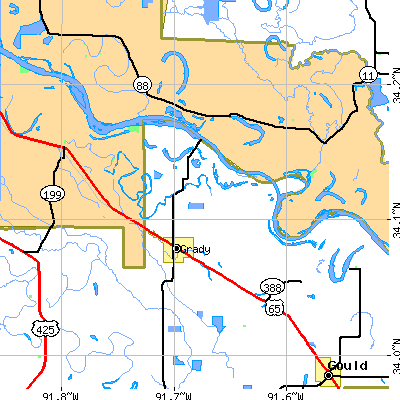 Zip code 71644 close-up map