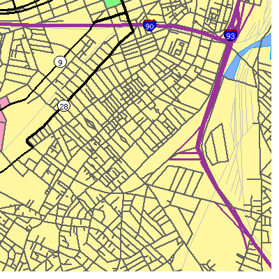 Zip code 02118 close-up map