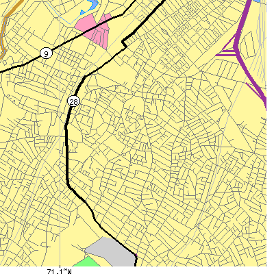 Zip code 02119 close-up map