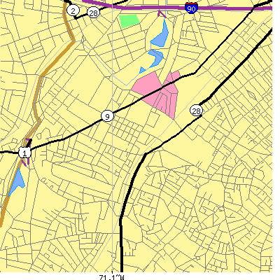 Zip code 02120 close-up map