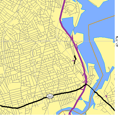 Zip code 02122 close-up map
