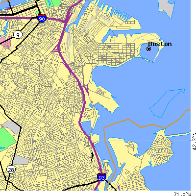 Zip code 02125 close-up map