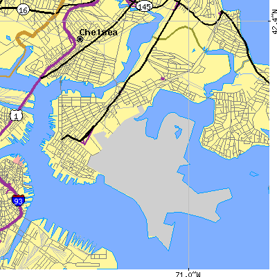 Zip code 02128 close-up map