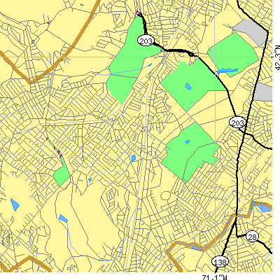Zip code 02131 close-up map