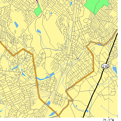 Zip code 02136 close-up map