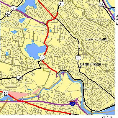 Zip code 02138 close-up map
