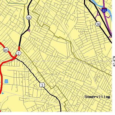 Zip code 02144 close-up map