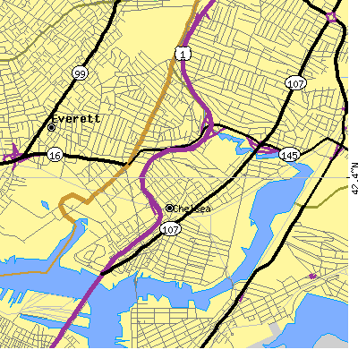 Zip code 02150 close-up map
