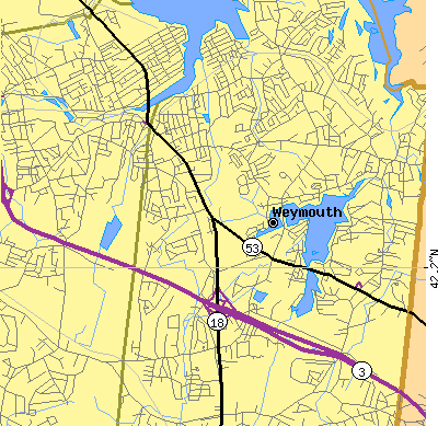 Zip code 02188 close-up map