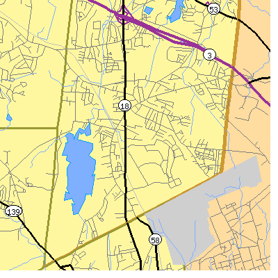 Zip code 02190 close-up map