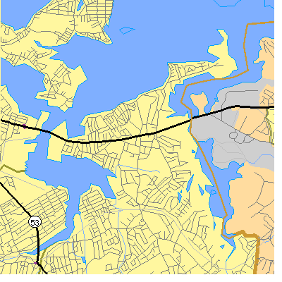 Zip code 02191 close-up map
