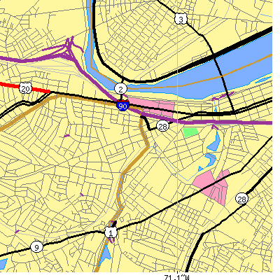 Zip code 02215 close-up map