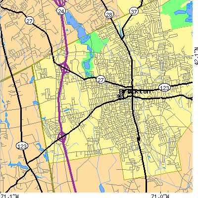 Zip code 02301 close-up map