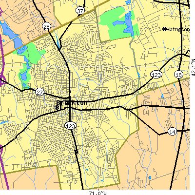 Zip code 02302 close-up map