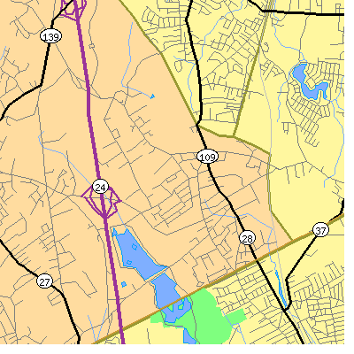 Zip code 02322 close-up map