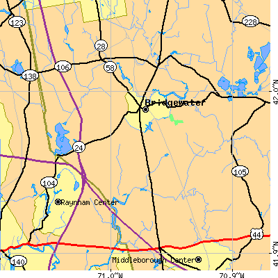 Zip code 02324 close-up map
