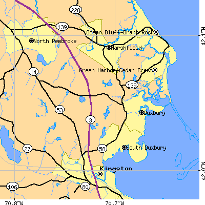 Zip code 02332 close-up map