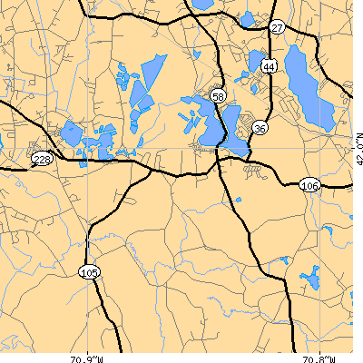 Zip code 02338 close-up map