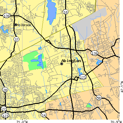 Zip code 02351 close-up map