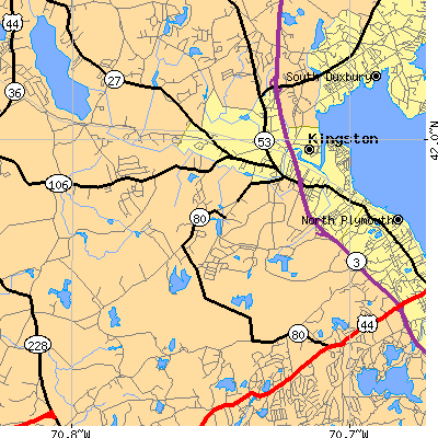 Zip code 02364 close-up map