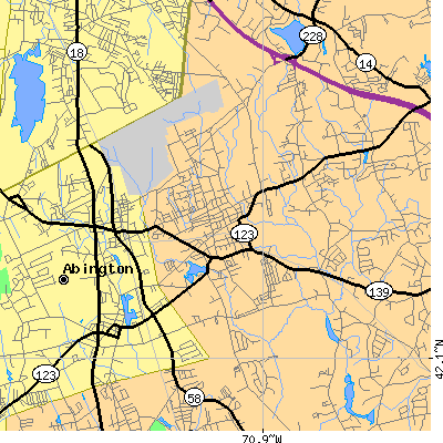 Zip code 02370 close-up map
