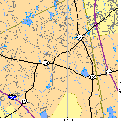 Zip code 02375 close-up map