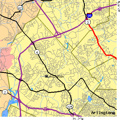 Zip code 02420 close-up map