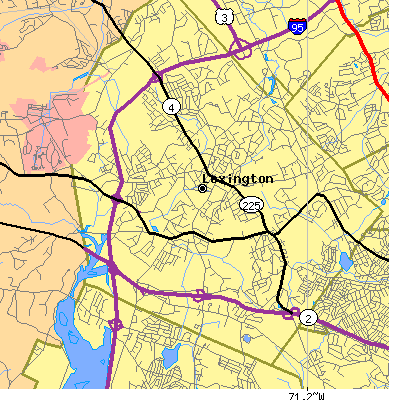 Zip code 02421 close-up map