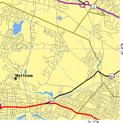 Zip code 02452 close-up map