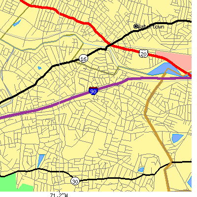 Zip code 02458 close-up map