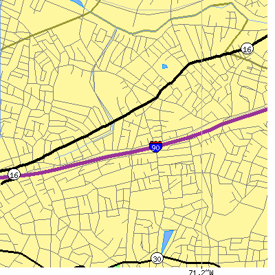 Zip code 02460 close-up map