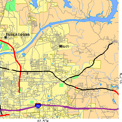 Zip code 35404 close-up map