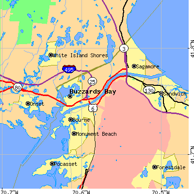 Zip code 02532 close-up map