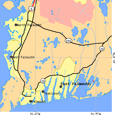 Zip code 02536 close-up map