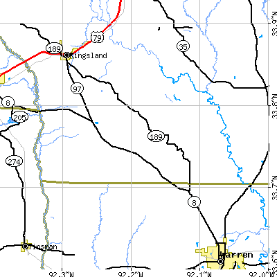 Zip code 71660 close-up map
