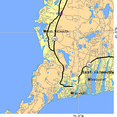 Zip code 02540 close-up map