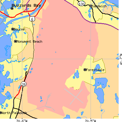 Zip code 02542 close-up map