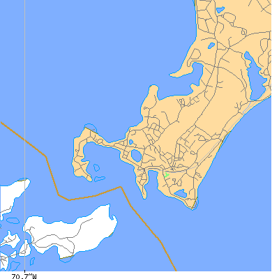 Zip code 02543 close-up map