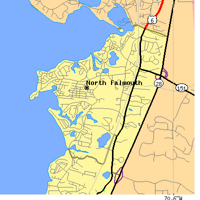 Zip code 02556 close-up map