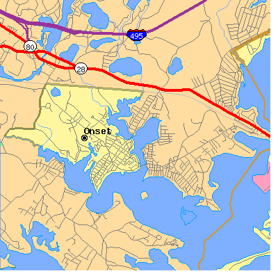 Zip code 02558 close-up map