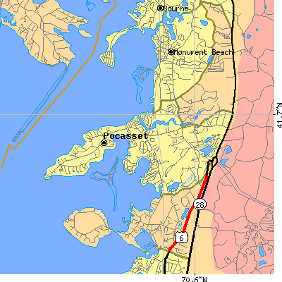 Zip code 02559 close-up map