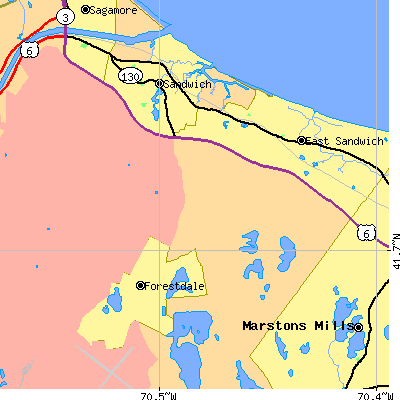 Zip code 02563 close-up map