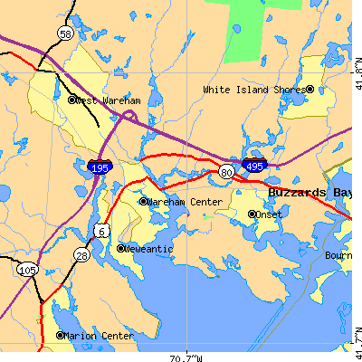 Zip code 02571 close-up map