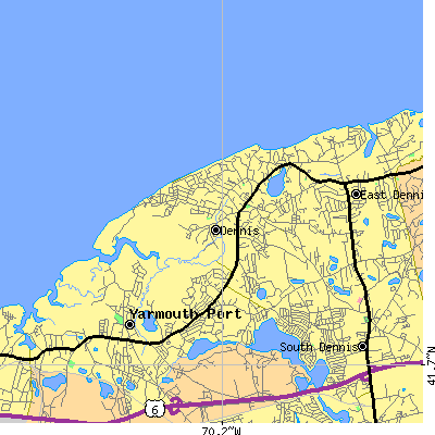 Zip code 02638 close-up map