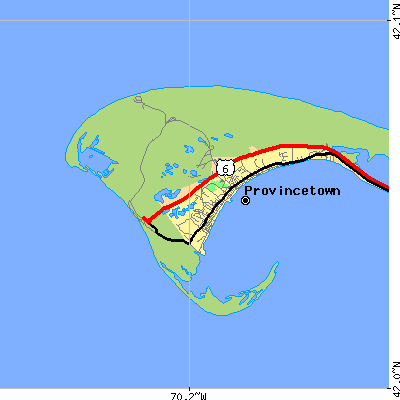 Zip code 02657 close-up map