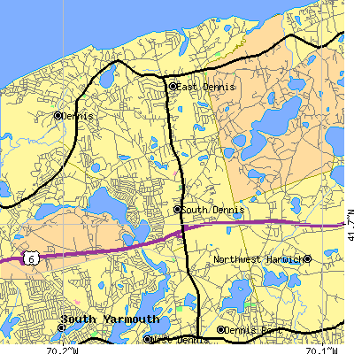 Zip code 02660 close-up map