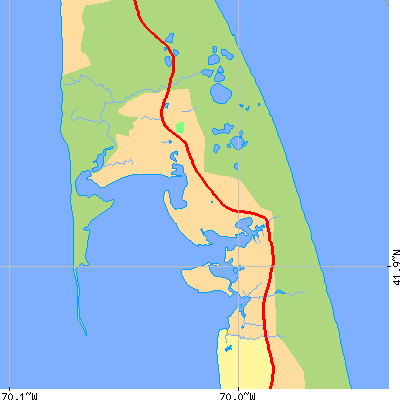 Zip code 02667 close-up map