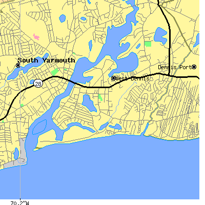 Zip code 02670 close-up map