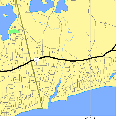 Zip code 02671 close-up map